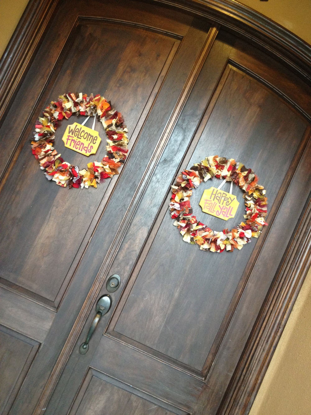 Pair Fun & Funky Unique Custom Fabric Ribbon and Tulle Wreaths For All Occasions 20"  Fall