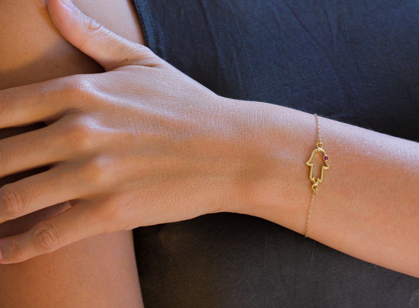 Hamsa Bracelet, Gold Hamsa Hand Bracelet