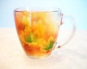 Fall Leaf Glass Mug Hand Painted