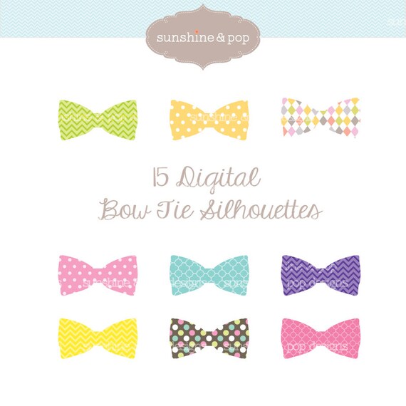 18 Digital Bow Tie Silhouettes - Clip Art - Perfect for photo booth props, inivitations, digital scrapbooking and more Il_570xn
