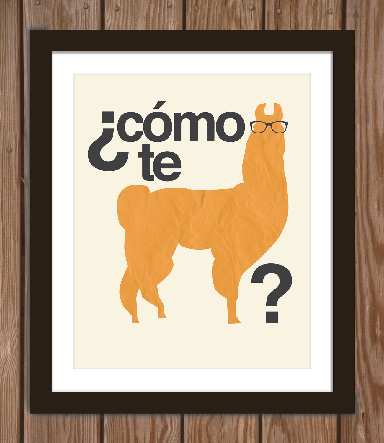 Grammatically Correct Hipster Llama Quote Poster Print: Como te llama(s)