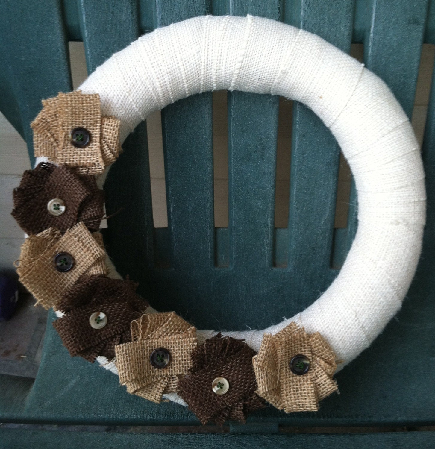 3 Toned Burlap Wreath (Great for weddings, parties, entrance ways, home decor, or a gift)