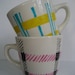 Plaid painted mugs, Set of 2