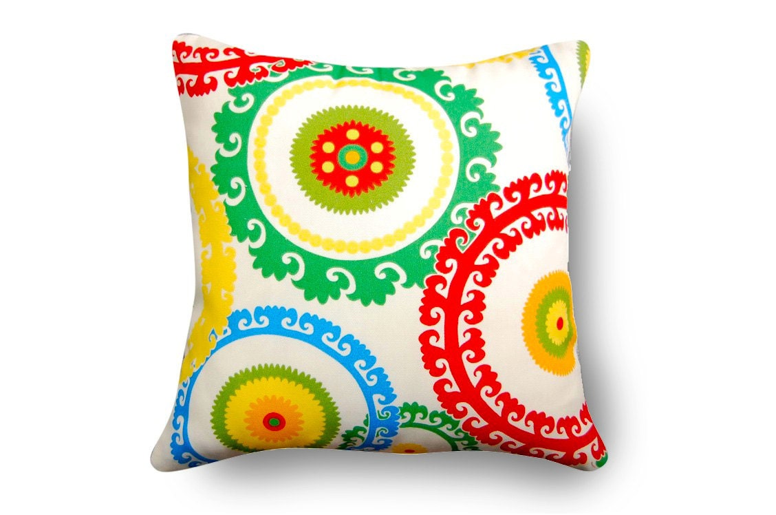 Suzani Pillow Outdoor Indoor with insert 18X18 inch