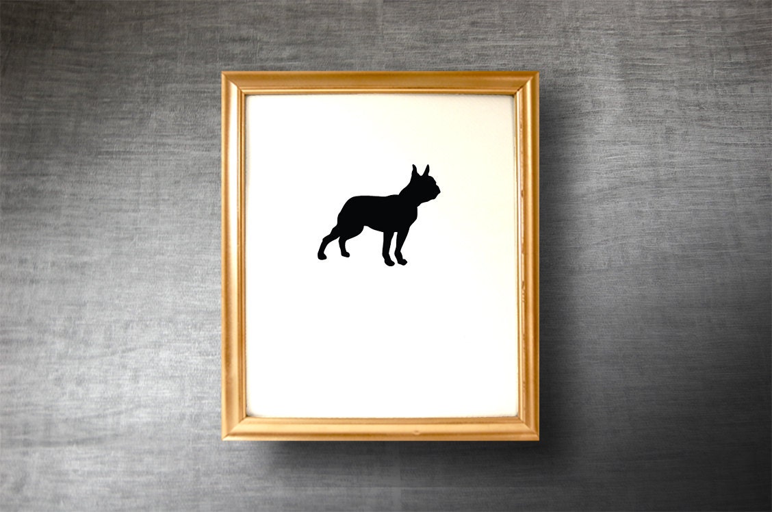 Boston Terrier Silhouette Wall Art 8x10 inches Hand Cut Dog Silhouette