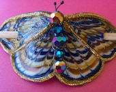 Blue and Amber Celtic butterfly Barrette