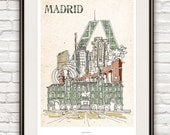 Madrid - Poster A3 Illustration Version2 - andrerochadesign