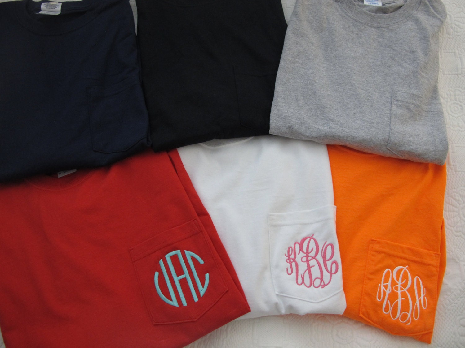 Long Sleeve monogrammed pocket tee