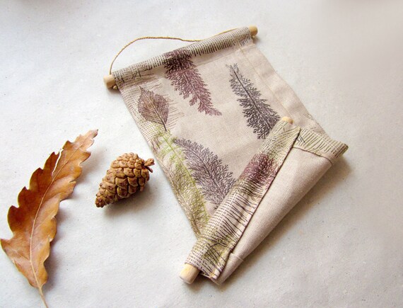 Wall Hanging - Hand stamped fabric, OOAK