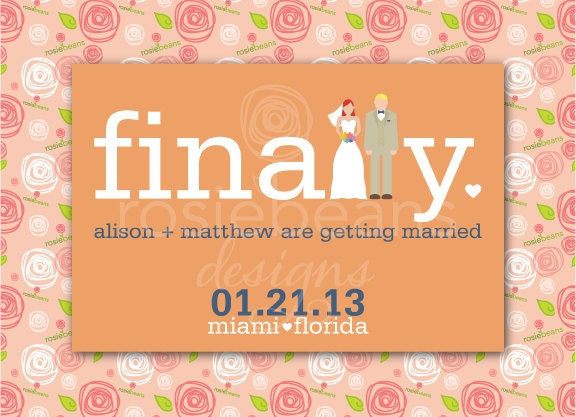 100 Finally/Totally/Joyfully ... Wedding Save the Date Postcards - Completely customized - FREE SHIPPING