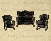 Printable Antique Furniture Image Graphic Couch Download Chair Digital Vintage Clip Art for Transfers etc HQ 300dpi No.1104