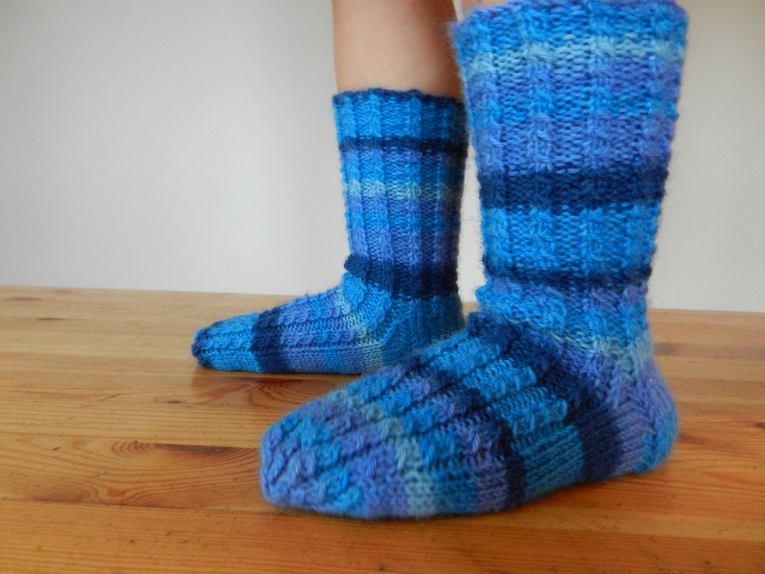 Hand knitted boys socks/ blue / children winter accessories / children socks / children wool socks