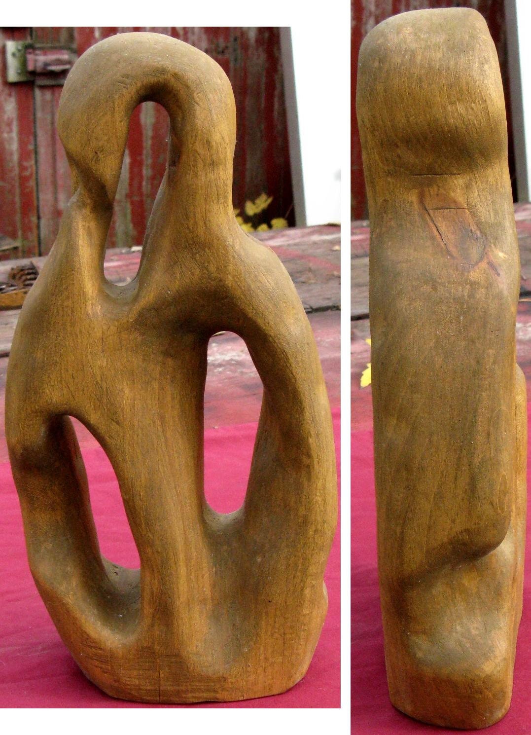 Vintage Abstract Wood Carving Figurine Object
