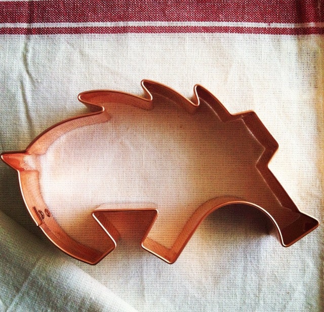 Swine-shaped Copper Cookie Cutter with Cookie Recipe
