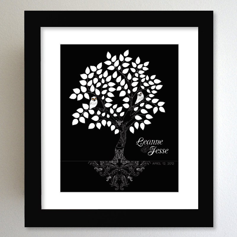 First Year Anniversary / Personalized Paper Gift / Paper Anniversary / 8x10 Modern Decor Black and White Art Poster
