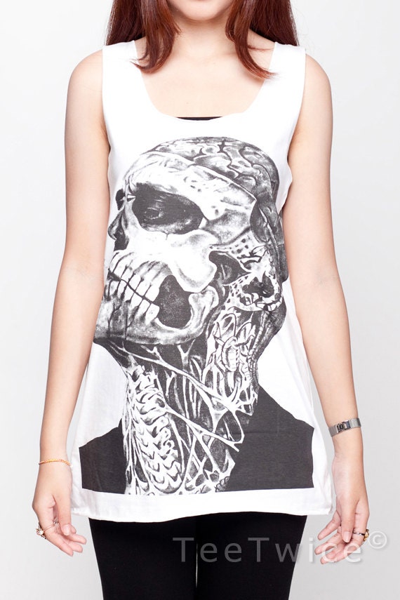 Zombie Boy Shirt Rick Genest Model Skull Shirts Women Tank Top White Shirt Tunic Top Vest Sleeveless Women T-Shirt Size S M