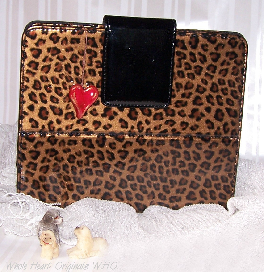 Leopard  Pattern  Heart Notebook EReader Tablet Nook Kindle Case Stand