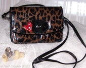 Leopard Heart Purse Wallet Clutch, , long shoulder strap, Austrian Swarovski Crystal