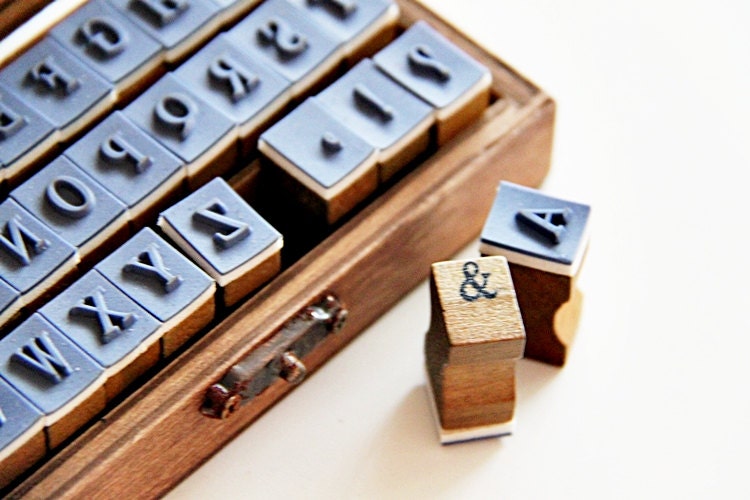 30pc Alphabet Wooden Rubber Stamps - Uppercase. ABC. School. Words. Scrapbooking. Cardmaking. Tag Making. Capital Letters. Alphabets