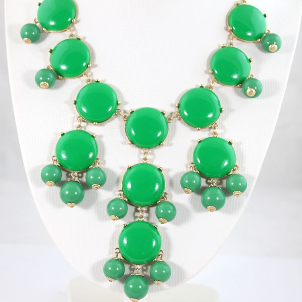 Bubble Necklace,Big Size Olive Green Handmade Bib Necklace,Statement  Bubble Necklace-BN0161