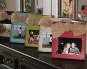 Distressed Wooden Frame with a Burlap Bow