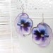 Resin Transparent Earrings Light Violet Pansy
