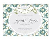 Vintage Floral Boy Baby Shower, Girl Baby Shower, Shabby Chic Birthday, Wedding Shower Invitation - Digital Printable DIY or Printed 395