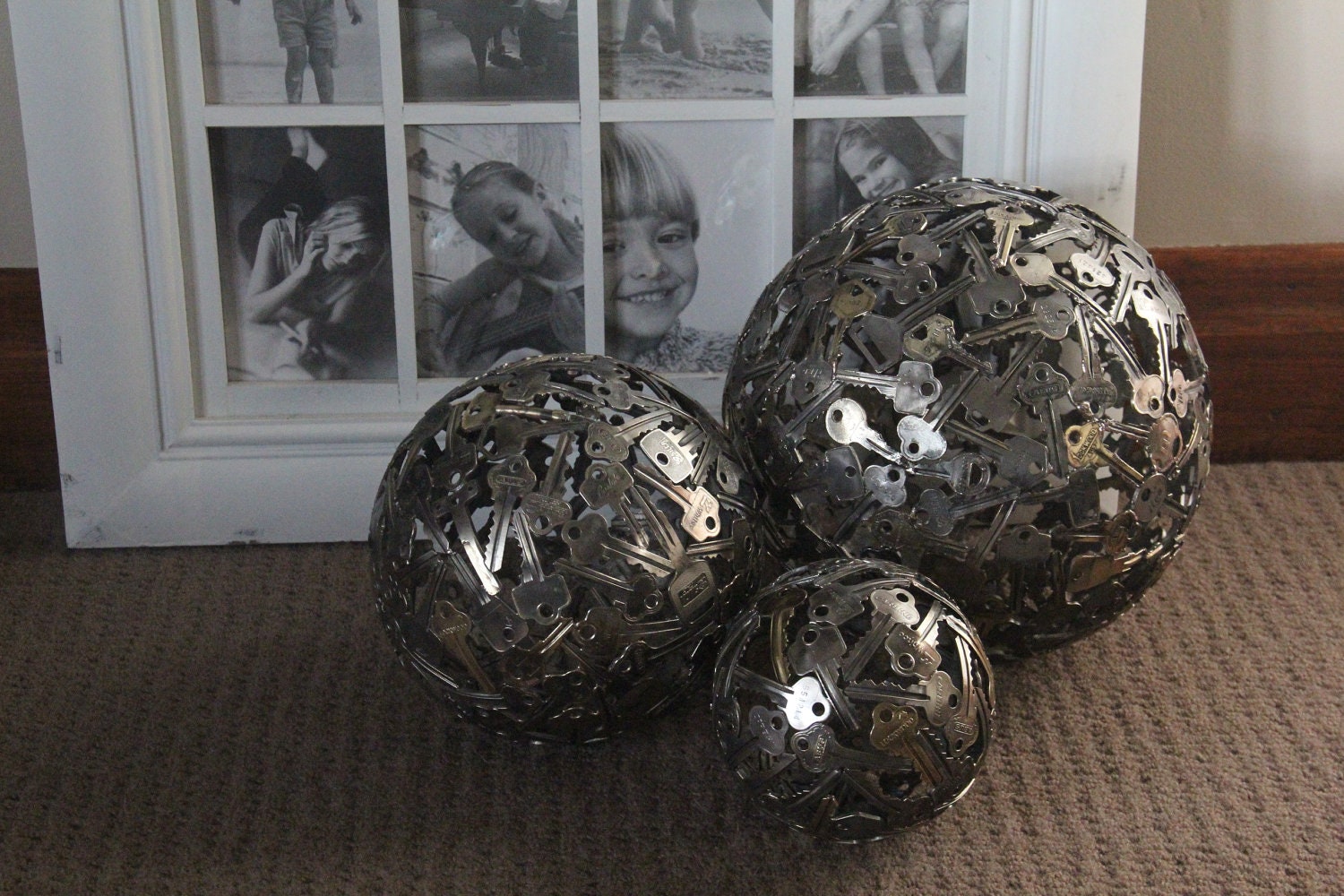 Medium key ball, Key sphere, Metal sculpture ornament