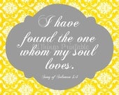 whom my soul loves- Quote Printable art 8x10 Yellow and Gray