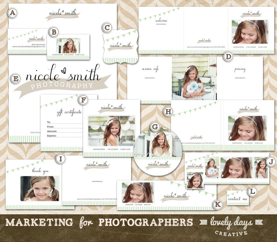 Photography Marketing Templates Branding Set for photographers and boutique business Logo Business Card Instant Download