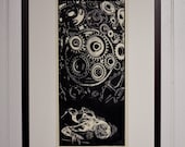 While You Sleep woodcut print
