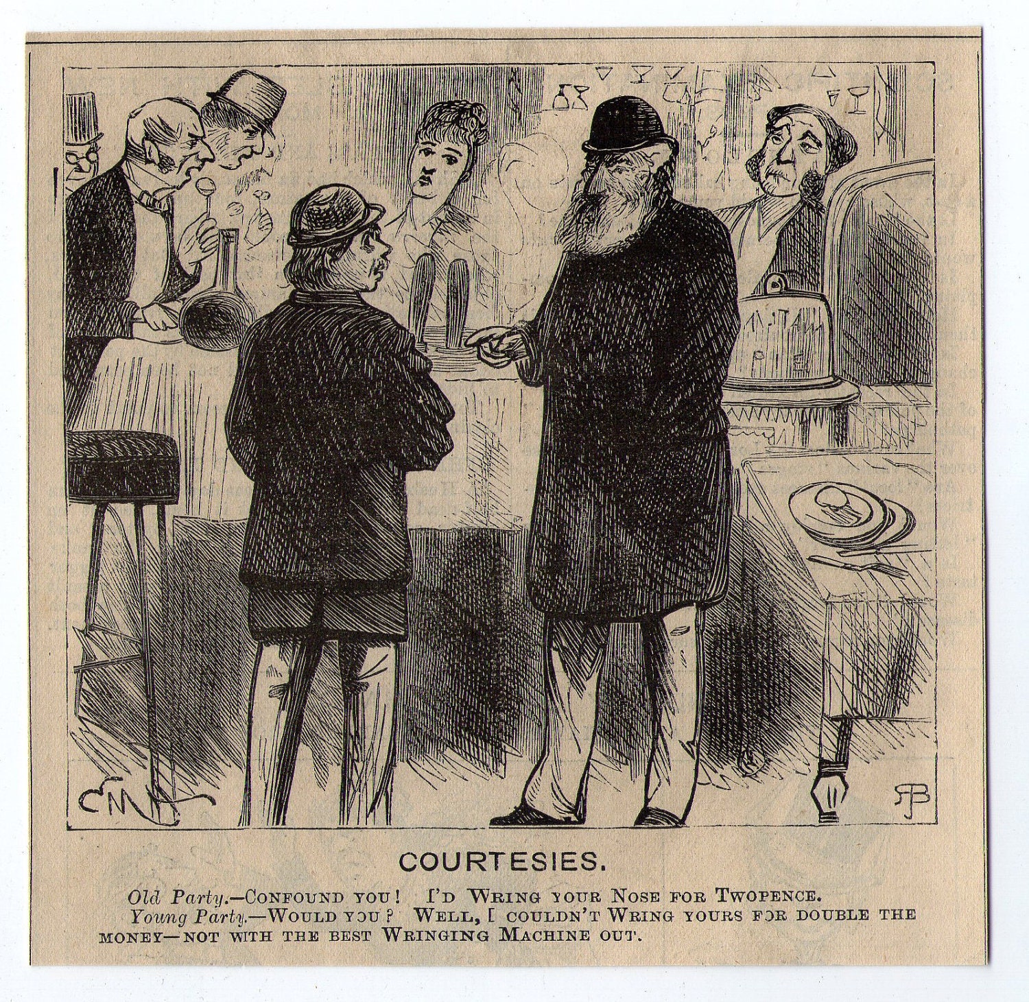 Set of 5 Illustrations taken from Punch. 1878. Political Satire. Prints. Scrapbooking. Card Making. Arts and Crafts. Paper. Ephemera. News.