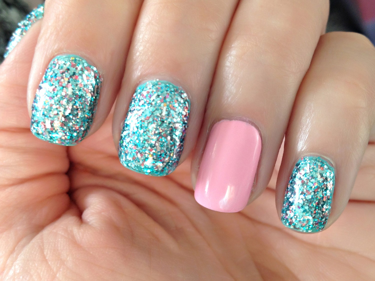 Little Mermaid - Blue,Teal, Silver, Pink Prism Glitter Nail Polish