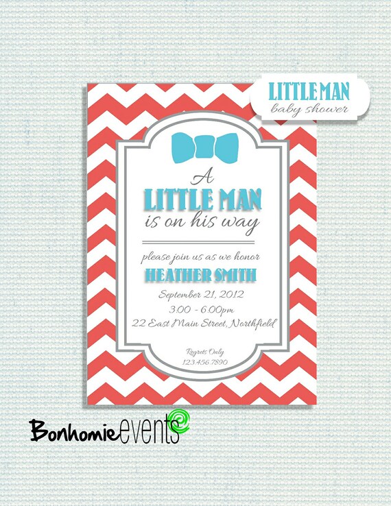 DIY Personalized Printables Party Invitation Boy Baby Shower - Little Man with Bowtie Il_570xn