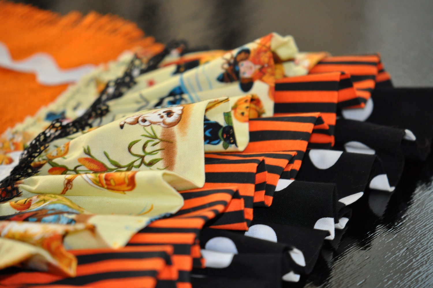 SALE Burlap Table Runner Halloween Trick or Treat Table Decor Vintage Children Housewares Home Decor by picadillymarket