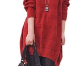 Red /Blue /Apricot sweater round  collar with long sleeve sweater cotton  women sweater Autumn Spring--SW057