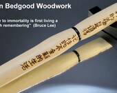 Holly pen with Bruce Lee quote in Chinese, wood pen, Chinese writing