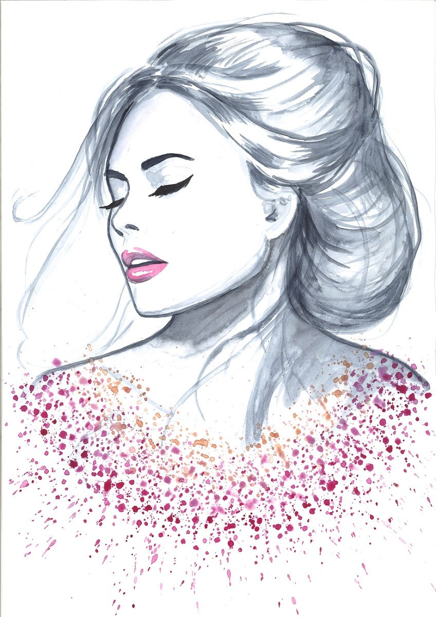 Original Watercolor Fashion Illustration Modern Art Painting titled There is Something Magic In You
