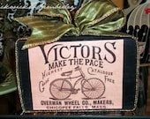 Vintage Bicycle Advertisement Wood Block, home decor