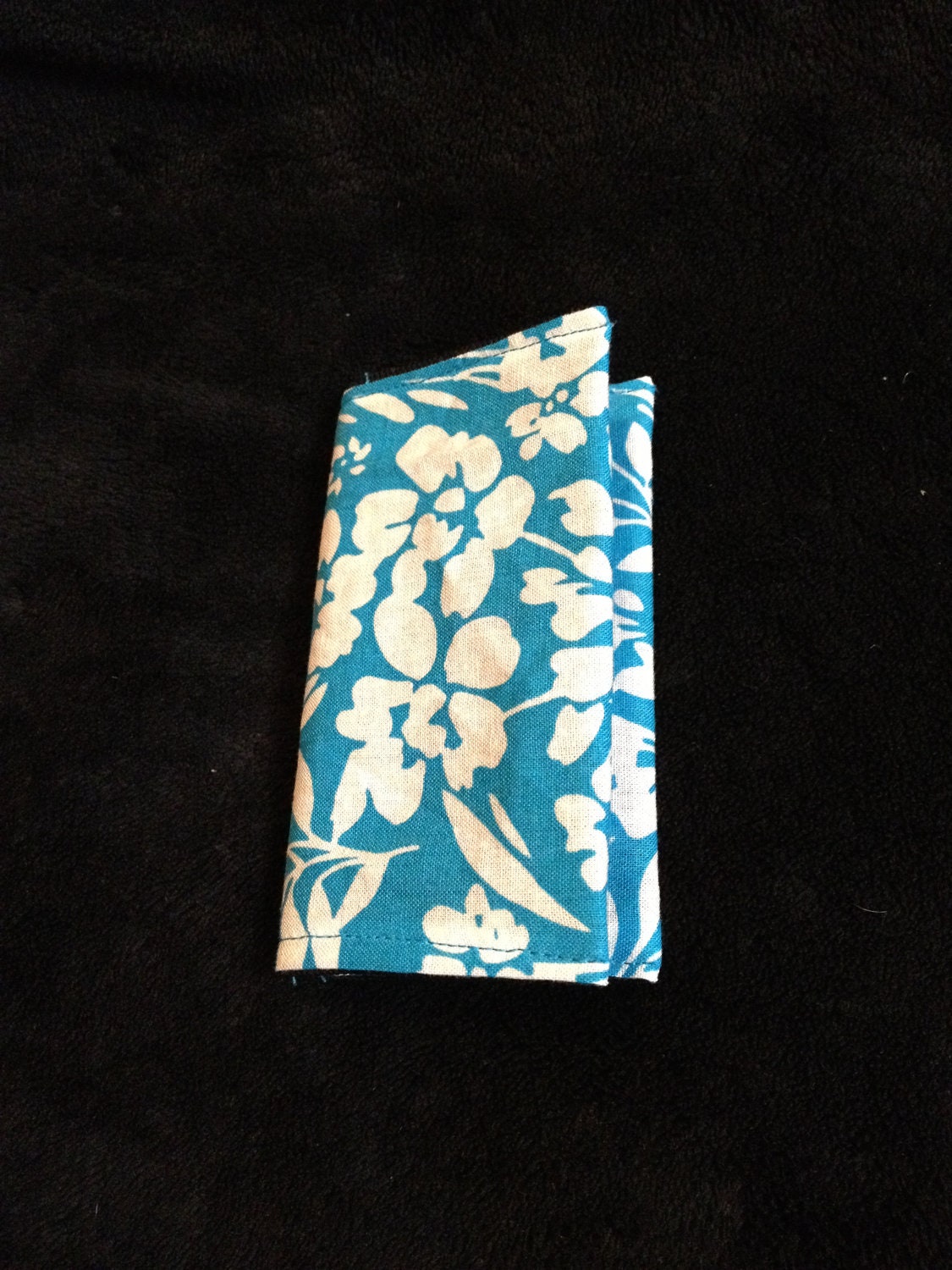 Folded Wallet Blue and White Floral Print with Music Print lining