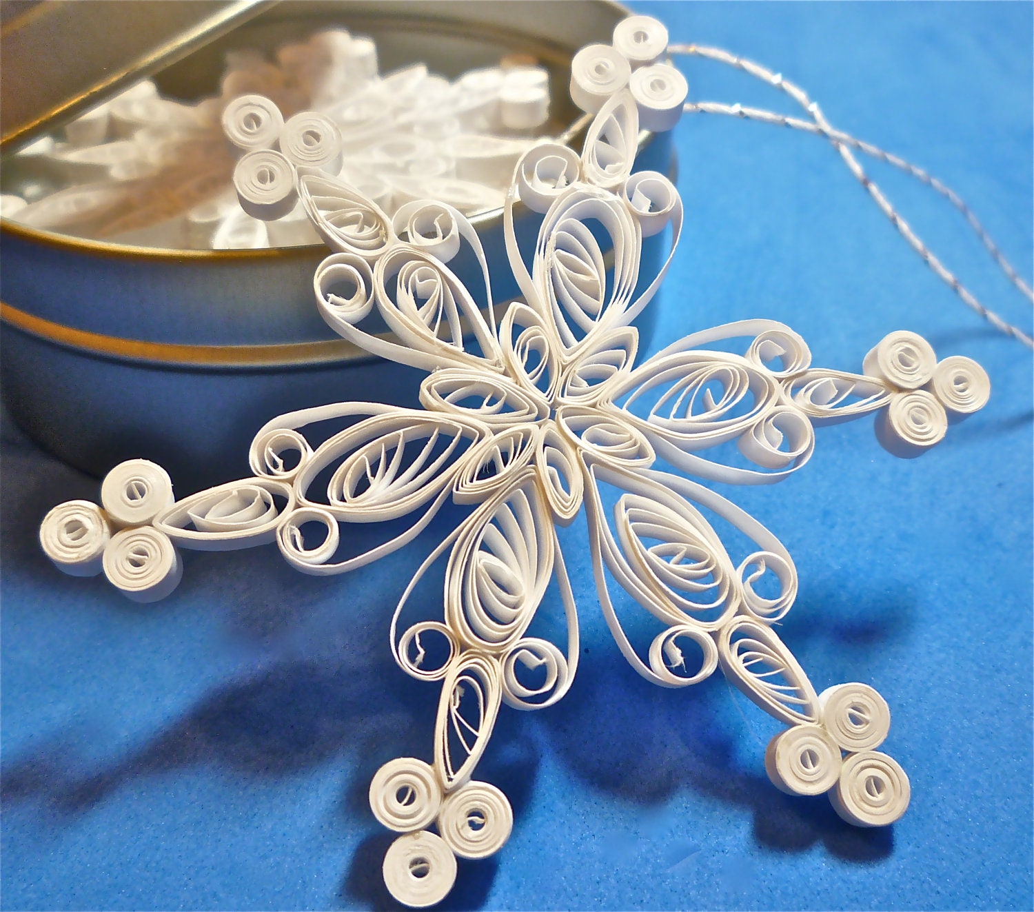 Quilled Paper Snowflake Christmas Decorations: 'Joyful' quilled Snowflake Ornament