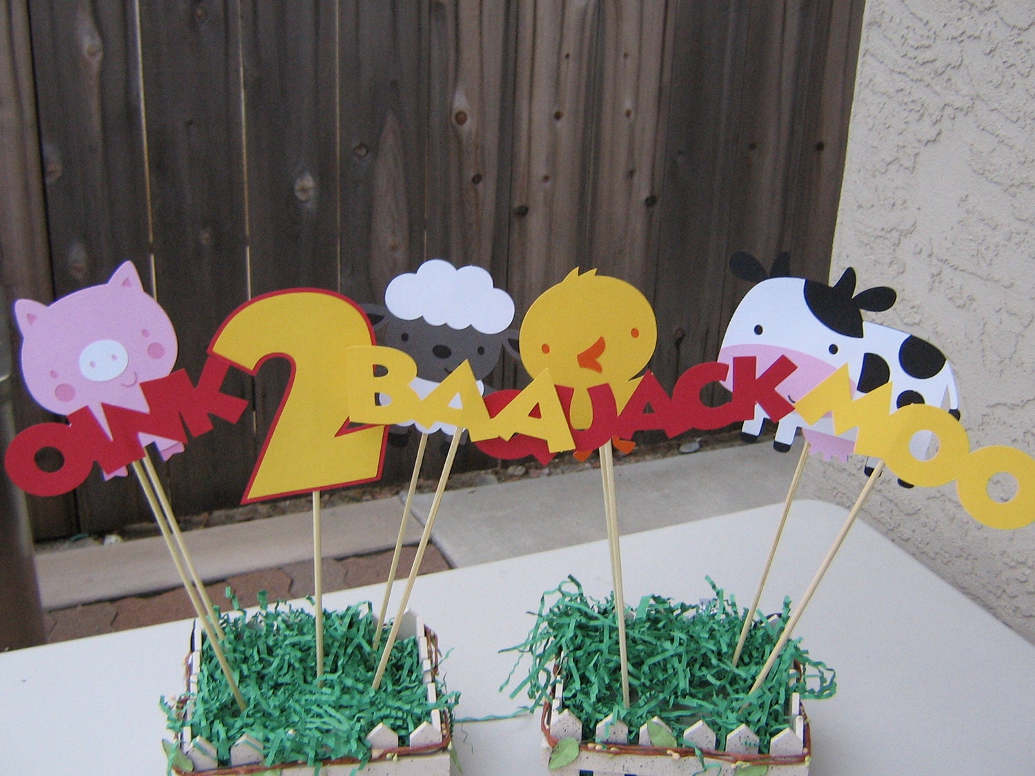 9 Piece Farm Barnyard Personalized Centerpiece - You Pick the Colors