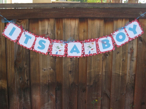 It's a Boy Banner - Dr. Seuss - One Fish Two Fish