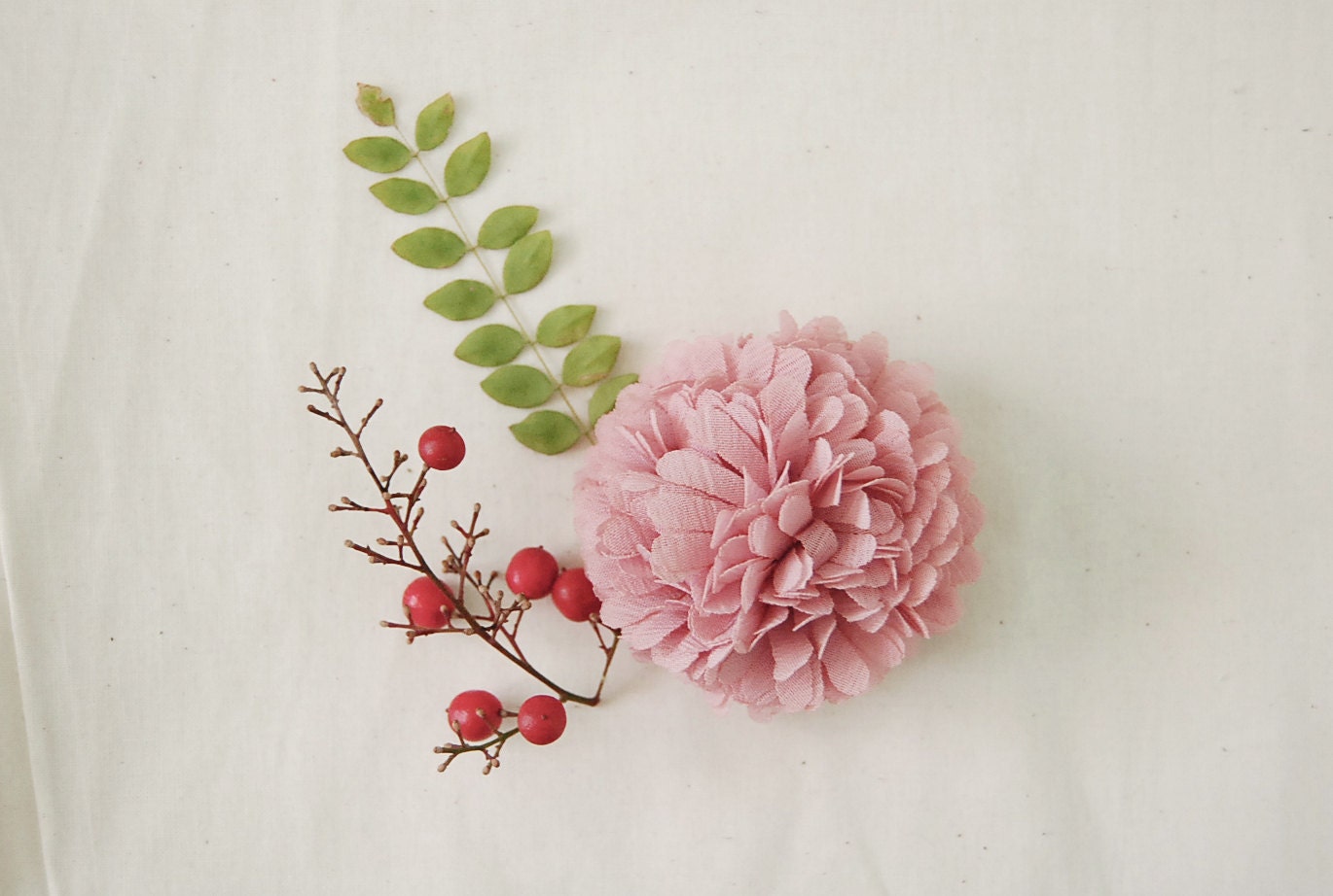 pompom dark pink - hair flower ponytail. lovely gift for girls, cute indian pink, bracelet