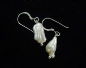 Jewelry, Earrings, sterling silver, pearl, handmade, classic, unique, one of a kind, modern, RollingThunderDesign FREE Shipping