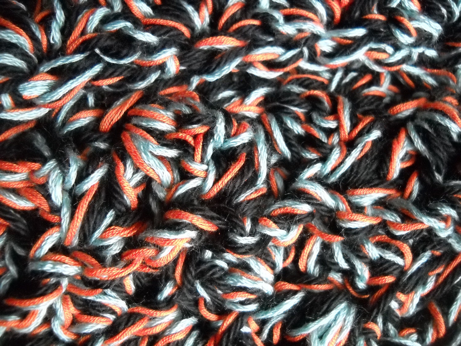 Super Long & Soft Orange / Light Blue / Black Scarf