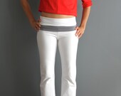 White yoga pants with bended grey belt - aumfit
