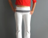 White yoga pants with bended grey belt - aumfit