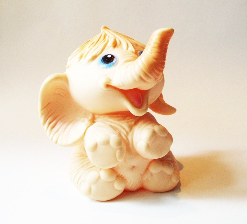 Cute Elphant toy Soviet Vintage USSR soft rubber Children gift Infant Bath toy Russian design Collectible toy