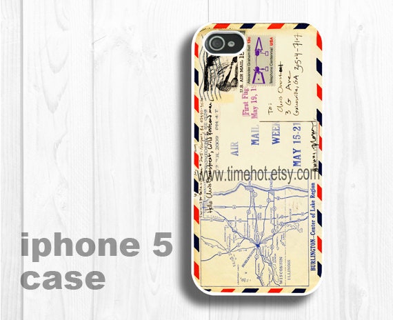 Vintage Airmail envelope iPhone 5 case, iphone 5 hard case,iphone case
